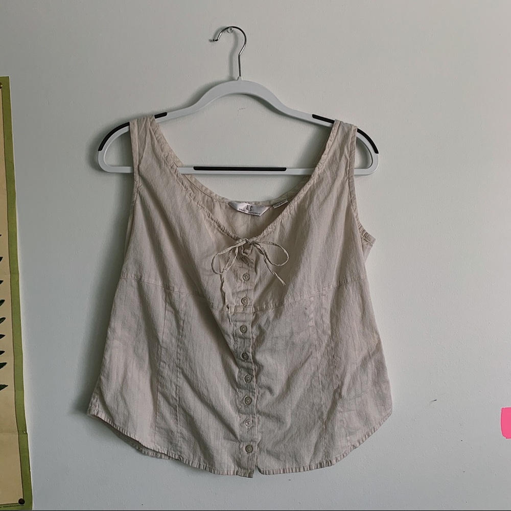 Tan/Cream Tank Top Button Up